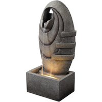 Garden Outdoor Water Feature Modern Oval Water Fountain Warm LED Lights