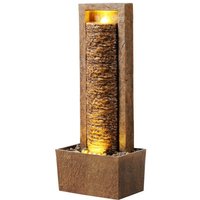 Garden Outdoor Water Feature Tall Waterfall Water Fountain Warm LED Lights Layered Rock Design
