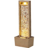 Garden Outdoor Water Feature Tall Waterfall Water Fountain Warm LED Lights Layered Rock Design Seashells