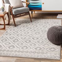 Sunderland Global Grey White Boho Living Dining Bedroom Rug cm x 200 cm