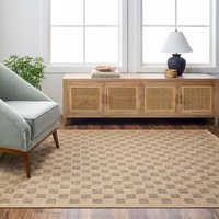 & Outdoor Cottage Jute Look Checkered Tori Area Rug cm x 220 cm