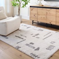 Fossay Shag Washable Beige Brown Grey Modern High Pile Living Rug Charcoal cm x 200 cm