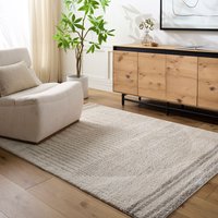 Fossay Shag Washable Beige Brown Grey Global High Pile Living Rug Mid Grey cm x 200 cm
