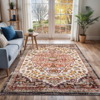 Ankara Vintage Pink Yellow Traditional Boho Living Dining Bedroom Rug cm x 200 cm