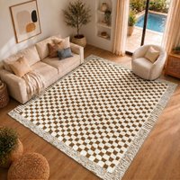 Scandi Modern High Pile Checkered Ekta Area Rug cm x 170 cm