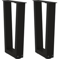 Berkfield Home Dining Table Legs V-Shape 2 pcs Black 38x(42-43.3) cm Steel