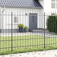 Berkfield Home Fence Panel with Spike Arch Set of 7 Anthracite Powder-Coated Steel