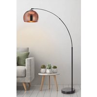 Modern Curved Arc Floor Lamp Bell Shade & Marble Base Rose Gold Black