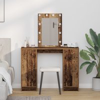 Dressing Table LED Lights Old Wood 102x33x135 cm x 33 x 135 cm
