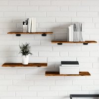 Berkfield Home Wall Shelves 4 pcs Smoked Oak 60x30x1.5 cm Engineered Wood in Brown