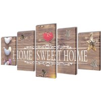 Berkfield Home Canvas Wall Print Set Home Sweet Home Design 100 x 50 cm