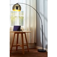 Modern Curved Arc Floor Lamp Bell Shade & Marble Base Gold Black
