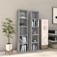 Berkfield Home CD Cabinets 2 pcs Grey Sonoma 21x16x93.5 cm Engineered Wood