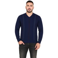 Striped V Neck Knitted Pullover Jumper