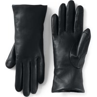 Lands' End Women's Cashmere Lined Touchscreen Leather Gloves in Black | Size: Medium