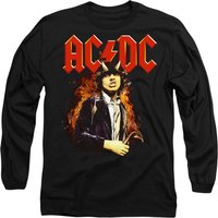 AC/DC Men's ACDC Fire & Horns Long Sleeve T-Shirt, Black | Size: 2XL
