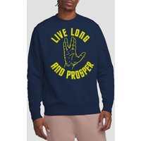 Star Trek Men's Live Long Hand Crew Sweatshirt, Navy | Size: Large