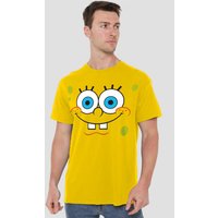 Spongebob Men's Smalliling Face Unisex Adult T-Shirt, Yellow, XXXX in Yellow | Size: Large