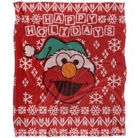 Sesame Street Elmo Ugly Christmas Sweater Silky Touch Super Soft Throw Blanket 152 X 127 cm in White