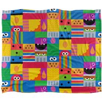 Sesame Street Squares Silky Touch Super Soft Throw Blanket 152 X 127 cm in White