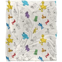 Sesame Street Full Character Pattern Silky Touch Super Soft Throw Blanket 152 X 127 cm in White