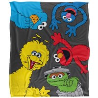 Sesame Street Characters All Around Silky Touch Super Soft Throw Blanket 152 X 127 cm in White