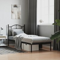 Berkfield Home Metal Bed Frame with Headboard Black 90x200 cm