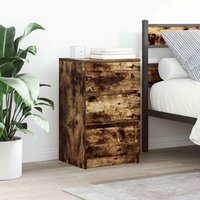 Berkfield Home Bedside Cabinet with 3 Drawers Smoked Oak 39x35x65 cm in Brown | Size: 39 x 35 x 65 cm