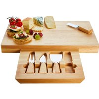 Rectangular Hevea Cheese Board Cheese Knife Set Light