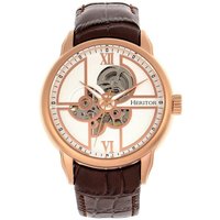Heritor Automatic Men's Sanford Semi-Skeleton Leather-Band Watch in Rose Gold