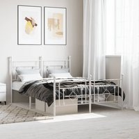 Berkfield Home Metal Bed Frame without Mattress with Footboard White 140x200cm | Size: 140x200 cm