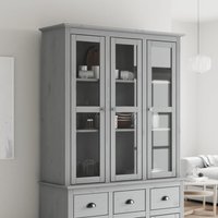 Berkfield Home Cabinet with Glass Doors BODO Grey Solid Wood Pine