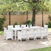 Berkfield Home 11 Piece Garden Dining Set with Cushions White Poly Rattan