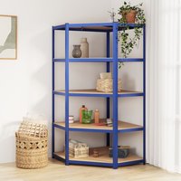 Berkfield Home 5-Layer Corner Shelf Blue Steel&Engineered Wood