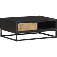 Berkfield Home Coffee Table 90x60x35 cm Solid Mango Wood in Black | Size: 90 x 60 x 35 cm