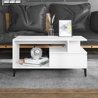 Berkfield Home Coffee Table White 90x49x45 cm Engineered Wood | Size: 90 x 49 x 45 cm
