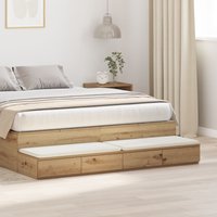 Berkfield Home Bedside Table Artisan Oak Wood 150 x 36.5 x 16.5 cm Bedside Table in Brown