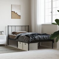 Berkfield Home Metal Bed Frame with Headboard Black 90x190 cm Single