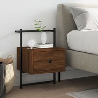 Berkfield Home Bedside Cabinet Wall-mounted Brown Oak 35x30x51 cm Engineered Wood | Size: 35 x 30 x 51 cm