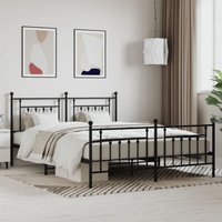 Berkfield Home Metal Bed Frame with Headboard & Footboard Black 183x213 cm