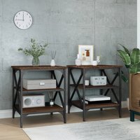 Berkfield Home Side Tables 2 pcs Brown Oak 40x42x50 cm Engineered Wood | Size: 40 x 42 x 50 cm