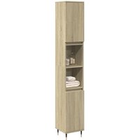 Berkfield Home Bathroom Cabinet Sonoma Oak 30x30x190cm Engineered Wood in Brown | Size: 30 x 30 x 190 cm