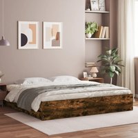 Bed Frame Drawers without Mattress Smoked Oak 160x200 cm