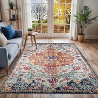 Vintage Oriental Boho Lou Area Rug Burnt cm diameter