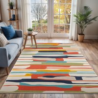 City Modern Orange Grey Living Dining Bedroom Rug Coral cm x 220 cm