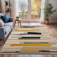 City Modern Orange Grey Living Dining Bedroom Rug Mustard cm x 170 cm