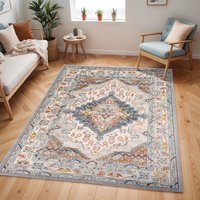 Ankara Vintage Grey Taupe Traditional Boho Living Dining Bedroom Rug cm x 275 cm