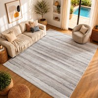 Roma Modern Grey Multicoloured Living Dining Bedroom Rug Mid Grey cm x 215 cm