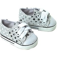 Teamson Kids Women's Sophia's Sequin Canvas Sneakers with Laces for 18" Dolls, Silver