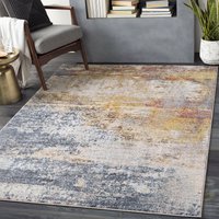 Ankara Abstract Grey Modern Marble Living Dining Bedroom Rug cm diameter